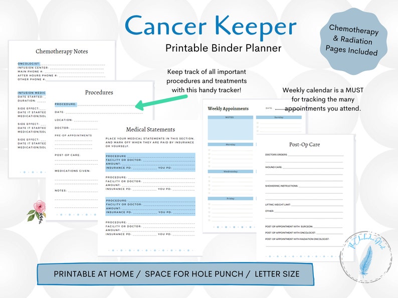 Cancer Keeper PDF Printable Cancer Binder Printable Planner for Cancer