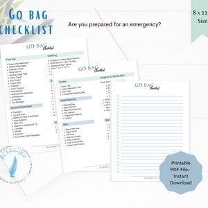 Printable Go Bag Checklist | Bug Out Bag Checklist | 72 Hour Kit List | Printable 72 Hour Kit List
