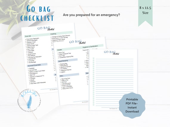 Printable Go Bag Checklist Bug Out Bag Checklist 72 Hour Kit List Printable  72 Hour Kit List -  Israel