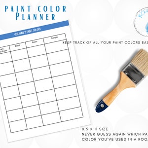 Paint Color Planner | Home Paint Color Log | Paint Tracker | Paint Printable | PDF Printable
