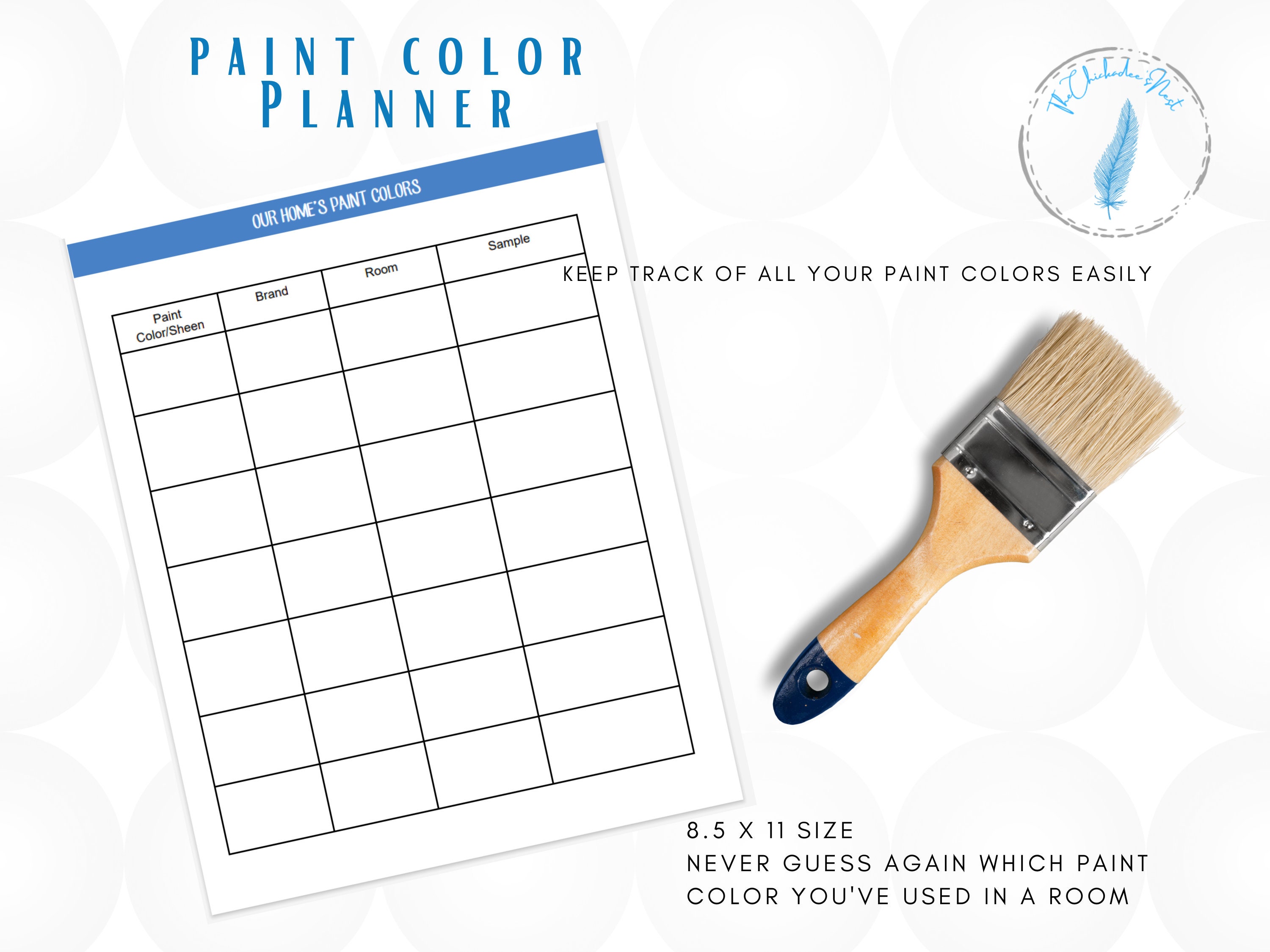 Paint Color Planner Home Paint Color Log Paint Tracker - Etsy