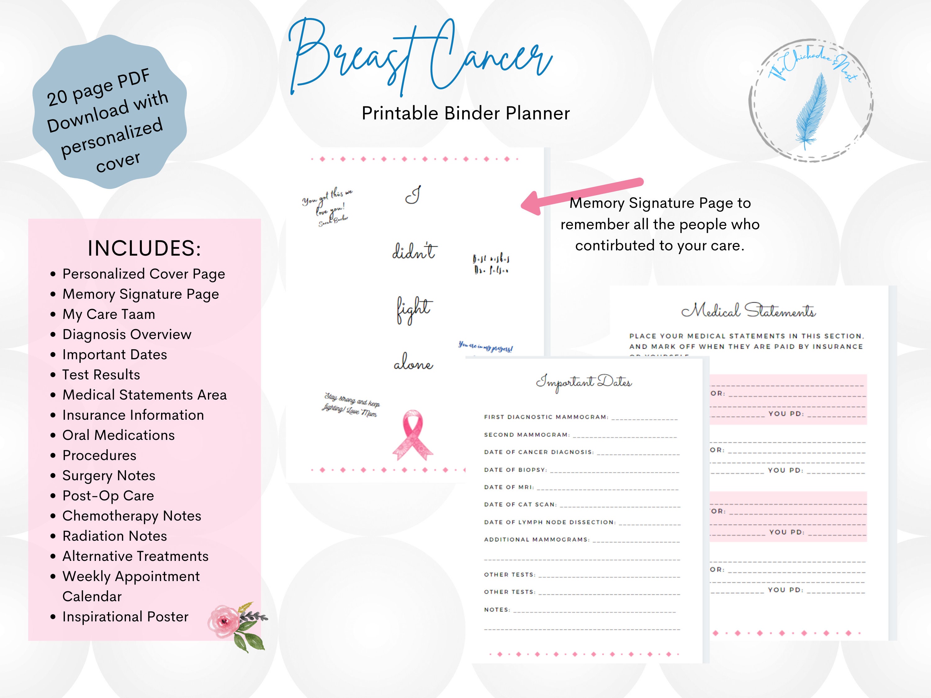 Breast Cancer Printable Planner | Personalized Tracker (PDF) - Etsy