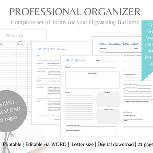 Professional Organizer Business Forms | Editable in Word | Organizing Contract | Instant Download Printables