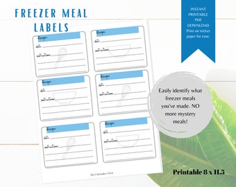 Freezer Meal Labels | Printable Freezer Labels | Freezer Meal Tags | PDF Printable