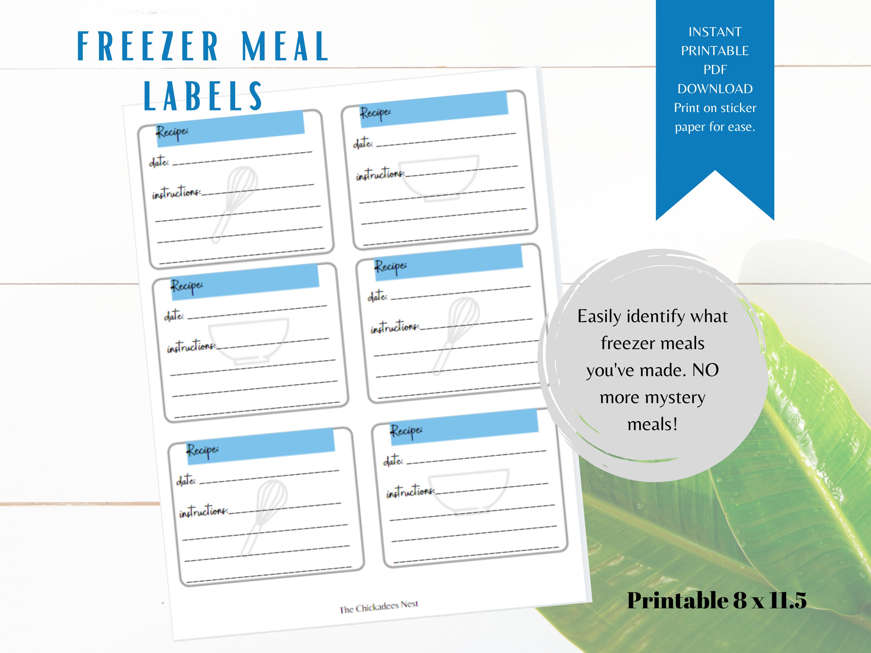 Freezer Meal Labels | Printable Freezer Labels | Freezer Meal Tags | PDF  Printable