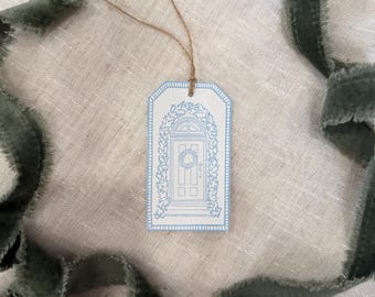 Set di 10 etichette regalo di Natale — porta blu