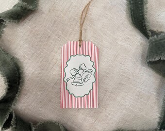 Set di 10 etichette regalo di Natale — campanella rossa e verde
