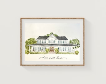 Ritratto di casa personalizzato ad acquerello, pittura di casa personalizzata, regalo di inaugurazione della casa, pittura di casa, ritratto di casa, pittura di casa ad acquerello