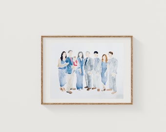 Ritratto di famiglia personalizzato ad acquerello, dipinto personalizzato, ritratto di famiglia, ritratto ad acquerello, ritratto di coppia, regalo per lei, regalo per lui