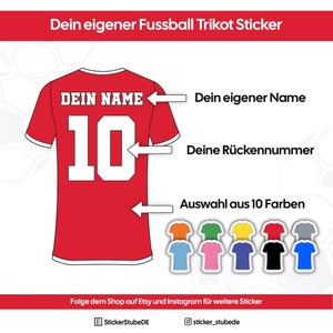 Fussball Sticker, Fußball Aufkleber personalisiert, Namensaufkleber Fussball Trikot, Fussball Geburtstag, Mitgebsel Kindergeburtstag
