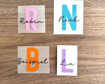 Initialen Aufkleber Namen Groß I Schriftzug Monogramm Aufkleber personalisiert I Namensaufkleber I Wunschtext  Aufkleber Vinyl Sticker
