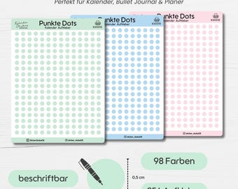 Adhesive dots colorful I Sticker dots I Dots sticker I 0.5 cm I Mini dots template I Calendar, planner, Bullet Journal sticker I