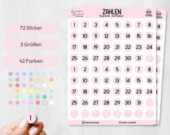 Stick-on numbers – round date stickers for calendars, bullet journals, journals, numbers, number stickers, number decals