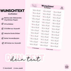 Wunschtext Aufkleber I personalisierte Sticker I Textaufkleber I Sticker mit eigenem Text I individuelle Aufkleber für Kalender Planer