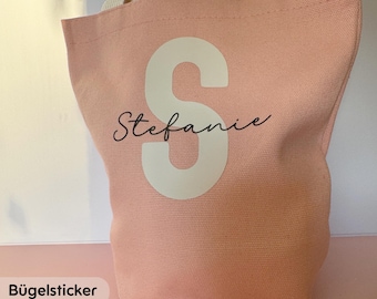 Personalized iron-on stickers with name, initials, or lettering | Machine washable fabric stickers | Custom text iron-on transfers