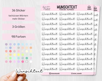 Wunschtext Aufkleber eigener Text personalisierte Schriftzug Sticker für Kalender, Bullet Journal & Planer – individuelle Journal Sticker
