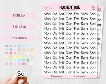 Weekday Stickers for Calendars | Weekday Stickers (German) | Calendar Stickers for Planners, Calendars, Bullet Journals, Scrapbooking
