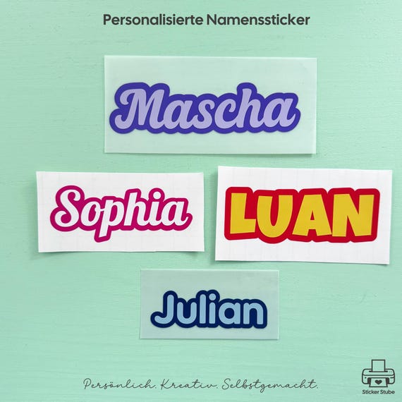 Personalisierte Aufkleber Namen I Schriftzug Beschriftung Aufkleber personalisiert I Wunschtext I Namensaufkleber I Vinyl Sticker wasserfest