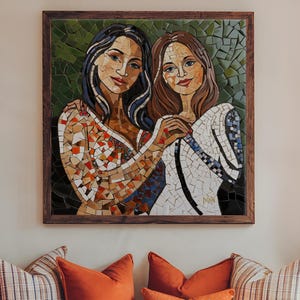 Personalized Mother's Day Gift, Framed Mosaic Mom Daughter Mother's Day Print, Custom Painting From Photo Wall Art, Mom Gift, Gift For Her