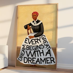 Stampa con citazione di Harriet Tubman, stampa del mese della storia delle donne, poster incorniciato per l'aula di storia dei neri sui diritti civili, bacheca artistica di donne nere famose