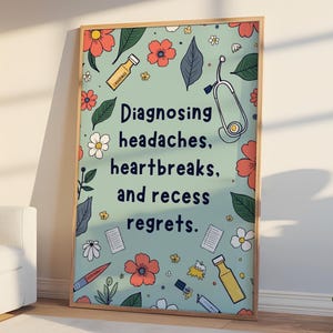 Poster con citazione divertente per la settimana dell'infermiera scolastica, regali per la giornata nazionale dell'infermiera, stampa decorativa per l'ufficio dell'infermiera per bambini, cartello con cornice per porta per infermiera, apprezzamento per l'infermiera