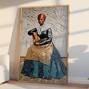 Harriet Tubman Black History Printable, Digital Mosaic Women&#39;s History Poster, African American Art, Famous Black Women Feminist Art
