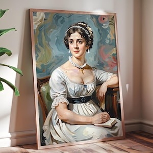Jane Austen Donne Mese della storia Stampa, dipinto storico Jane Austen Regalo Poster incorniciato, Festa della donna Donne famose Empowerment Arte femminista