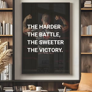 Fitnessstudio Motivationswandkunst, gerahmtes Inspirationszitat Druck, minimalistischer schwarzer Gürtel Jiu-Jitsu Geschenk Positivität Poster mit Hintergrundbild