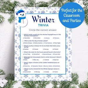 winter trivia game with answers perfect for the classroom and parties