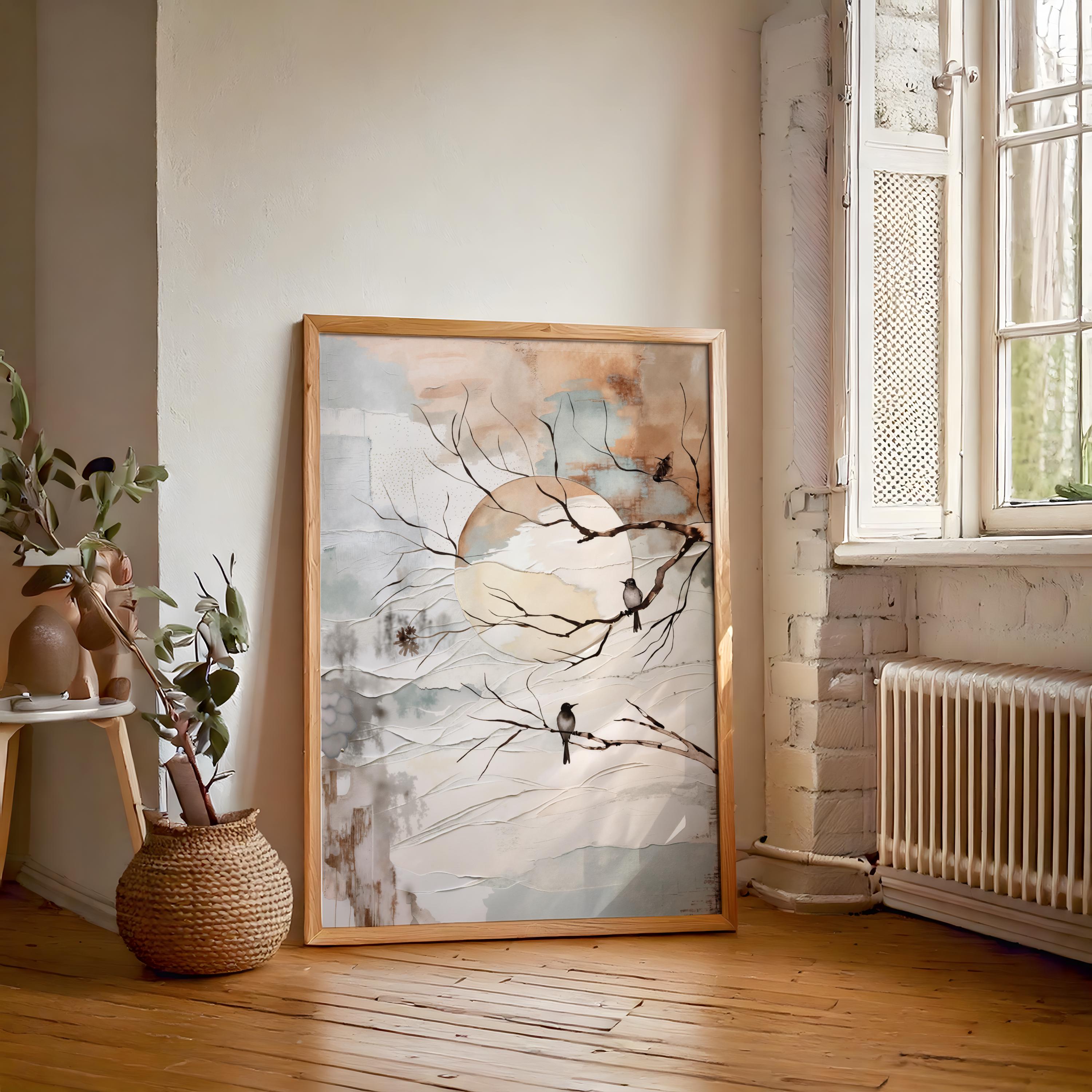 Minimalist Wabi Sabi Canvas Wall Art, Abstract Textured Effect Japandi ...