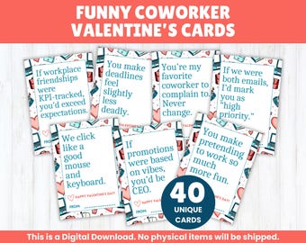 Coworker Valentines Cards, Funny Valentine Cards for Coworkers, Printable Workplace Valentines, Office Staff Boss Gift for Valentines Day