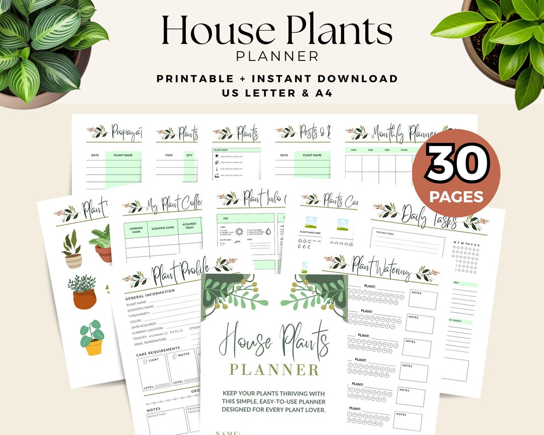 House Plants Planner: Plant Care Tracker and Cards, Plant Profile, Indoor Plant Garden Journal ...