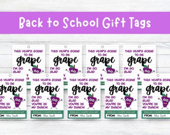 Back to School Gift Tag, Printable Welcome Back Gift Tag for Students, Gift from Teacher to New Class, First Day of School Favor Tags