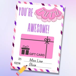 Porta carte regalo per insegnanti di danza, regalo stampabile per saggi di danza per insegnanti, biglietto di ringraziamento digitale per insegnanti di danza classica di fine anno, allenatore di danza