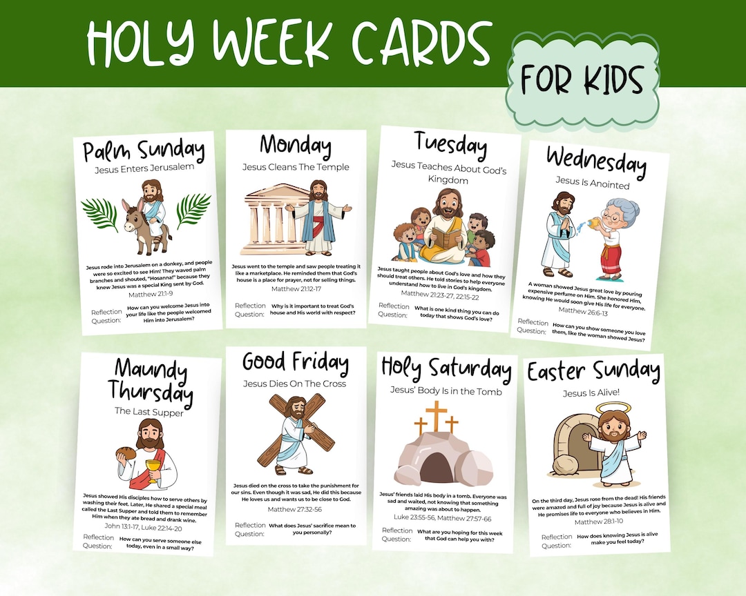 Holy Week Cards for Kids, Easter Story Cards, Holy Week Printable, LDS ...