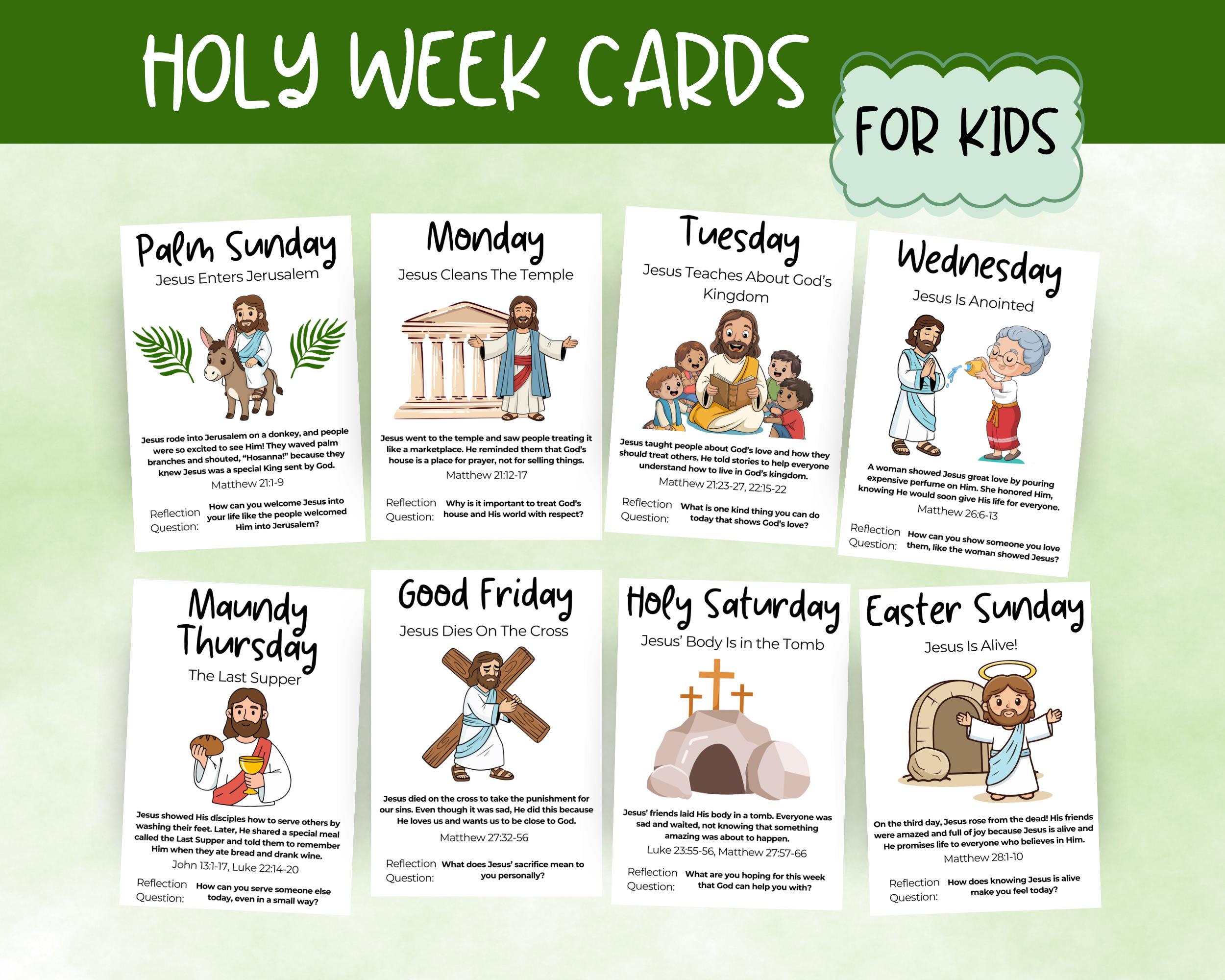Holy Week Cards for Kids, Easter Story Cards, Holy Week Printable, LDS ...