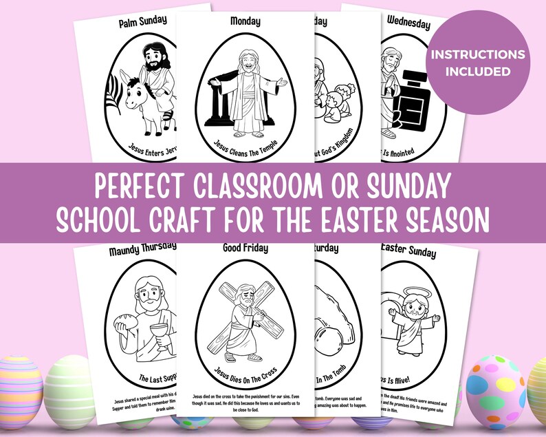 Holy Week 3D Easter Egg Craft, Easter Story Sunday School Craft, Cut ...