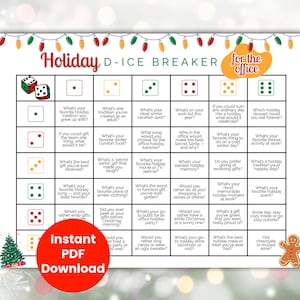 Office Dicebreaker Christmas Dice Game, Work Team Building Games, Corporate Ice Breaker Games, Holiday Office Party Games, Table Talk Games
