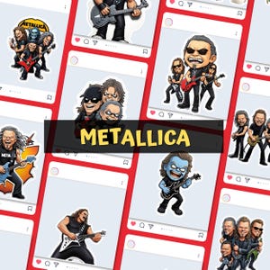 Fun and Cute Cartoon Metallica Stickers! 65 Different Designs - Printable Stickers - For Notebook, Mugs, Cars, Books, Phones