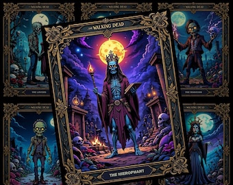 Zombie Tarotkarten PNG Bundle, Walking Thema Dead (78 Karten)