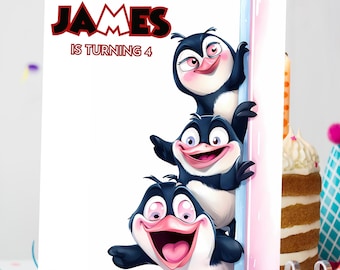 3 verschiedene Design Pinguine Geburtstagseinladung | Digitale Vorlage | Bearbeitbar & druckbar in Canva - Instant Download