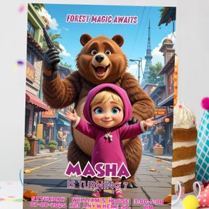 3 Different Designs Adorable Cartoon Girl-Themed Birthday Invitation - Editable & Printable Template