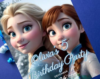 Frozen Geburtstagseinladung, bearbeitbare Canva Vorlage (Digitaler Download)