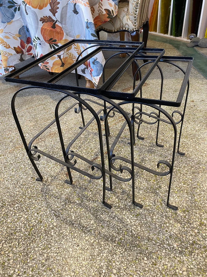 Vintage Wrought Iron Nesting Tables Stacking Tables - Etsy