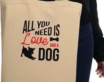 Love And A Dog Organic Cotton Tote Bag – Eco-Friendly Vegan Gift