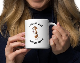 Dogs and Wine Ceramic Coffee Mug – Dog Lover Gift