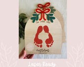 Christmas footprint sign SVG, Cutest little mistletoes SVG, Christmas laser file, Kids Christmas DIY sign, Baby's first Christmas Keepsake