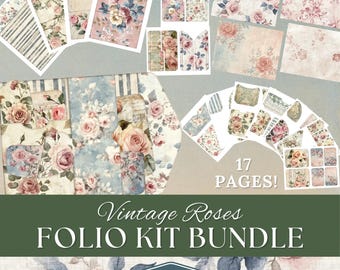 ホワイトヴィンテージピオニージャンクジャーナルフォリオ、16デジタル