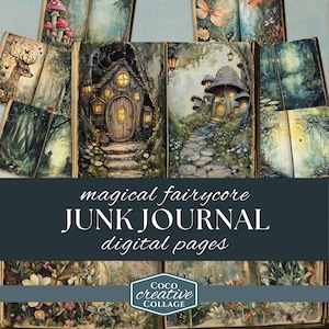 Kit di pagine di diario magico Fairycore Junk, 8 carte digitali Mystical Faerie, fogli collage fantasy di fate, scrapbooking Dark Forest