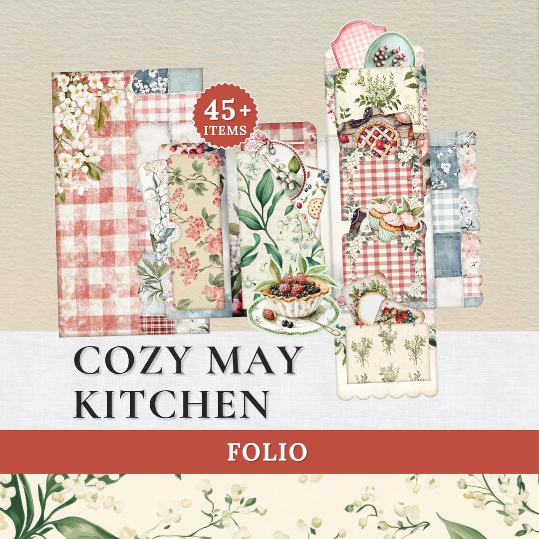 Cozy Kitchen Junk Journal Folio Kit, Printable Recipe Folio, Vintage ...